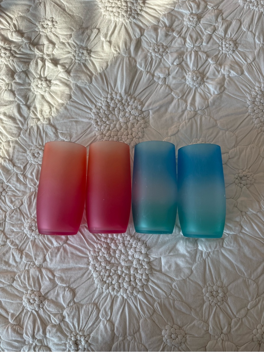 Frosted Ombre Drinking Glasses - Set of 4 (Pink & Blue/Teal)